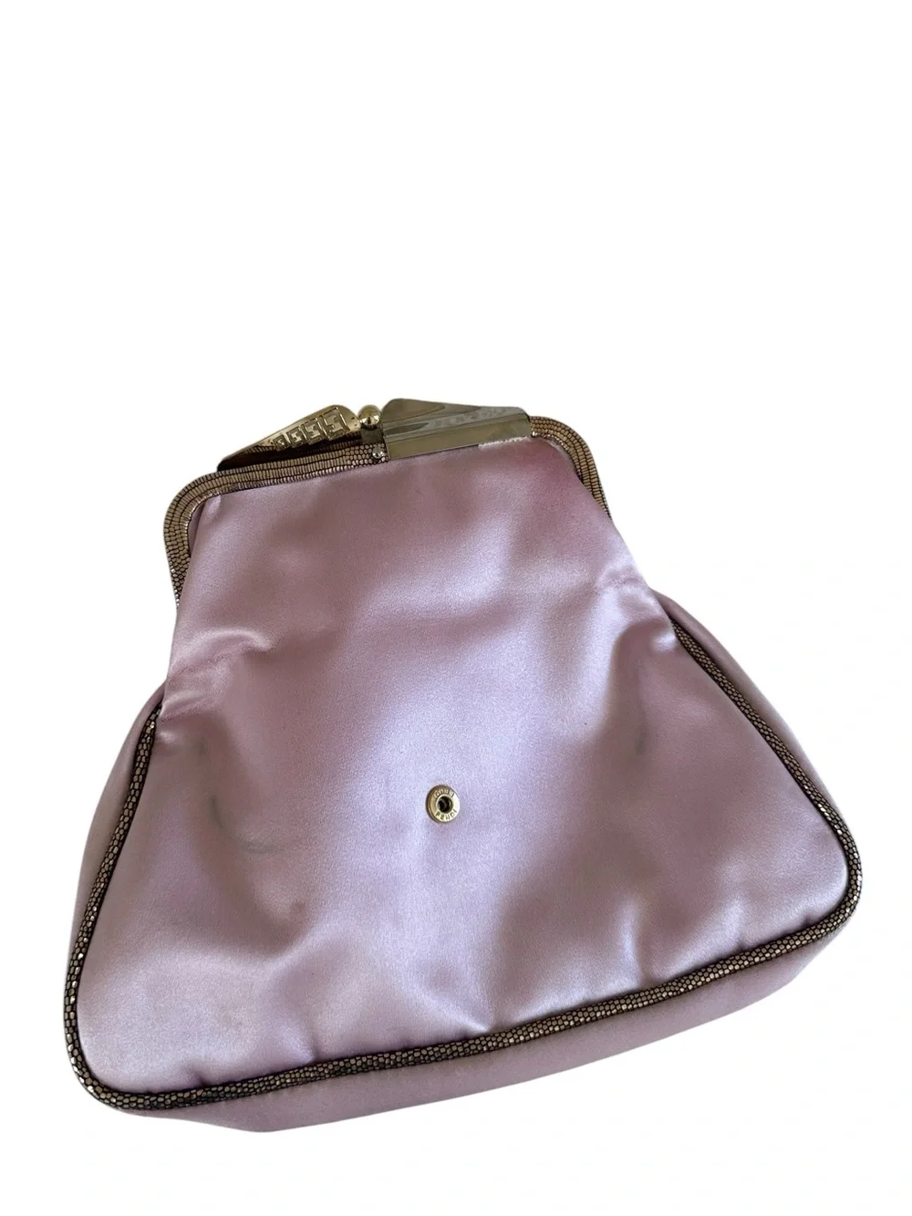 Fendi Borderline Clutch Bag in Pink Satin & Python Trim